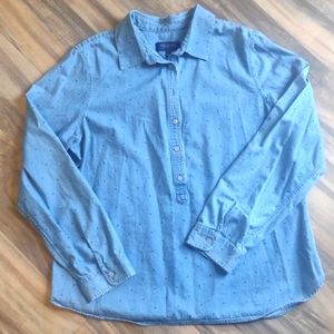 Talbot's 100% cotton polka dot popover large